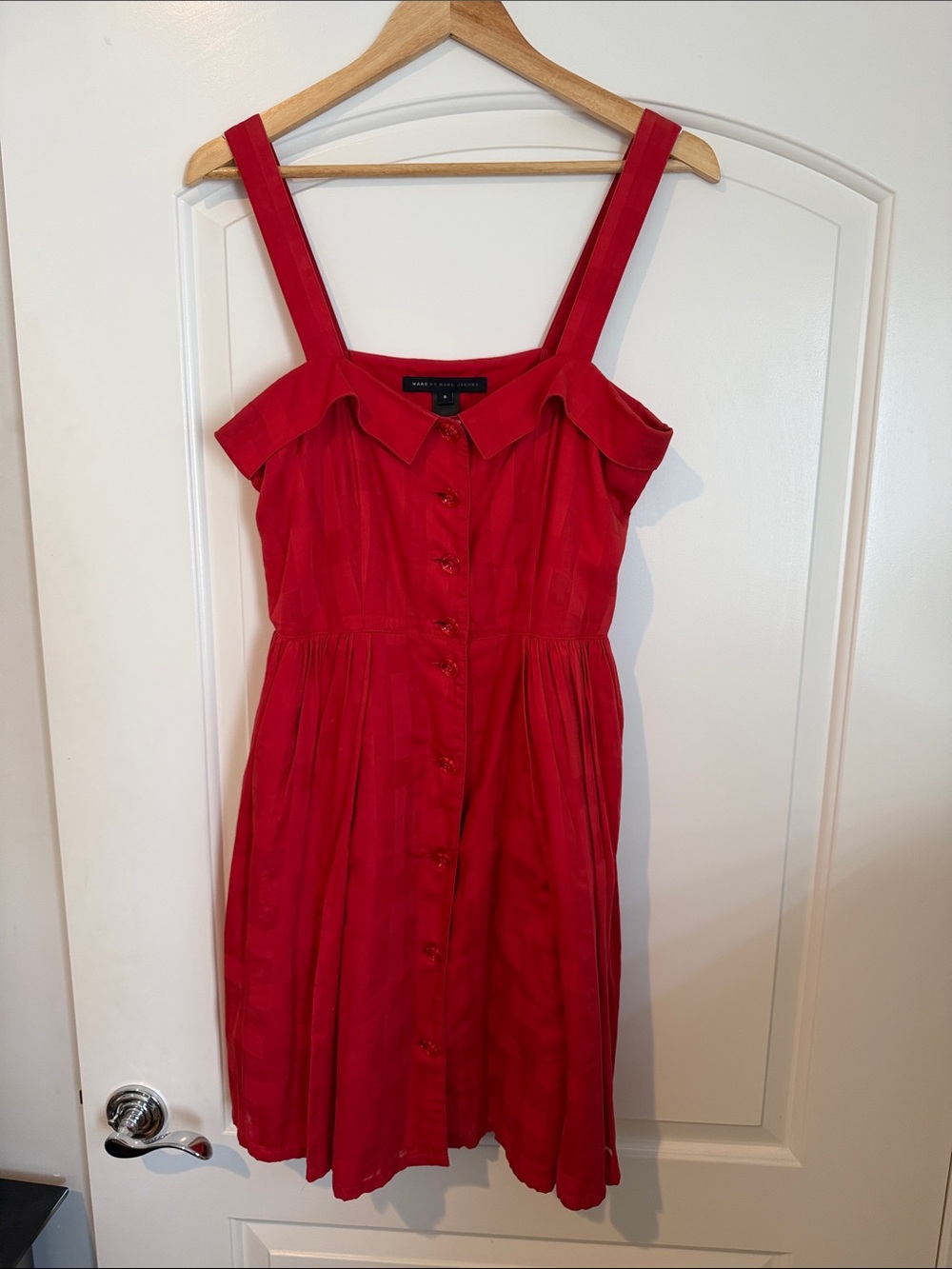 Marc By Marc Jacobs Red Button-Front Mini Dress Size 8